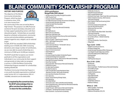 BCSP Scholarship Donors